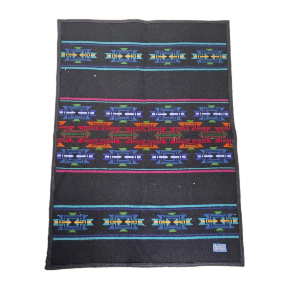 VTG Pendleton Beaver State Wool Southwestern Aztec Geometric Blanket 43"x31.5"